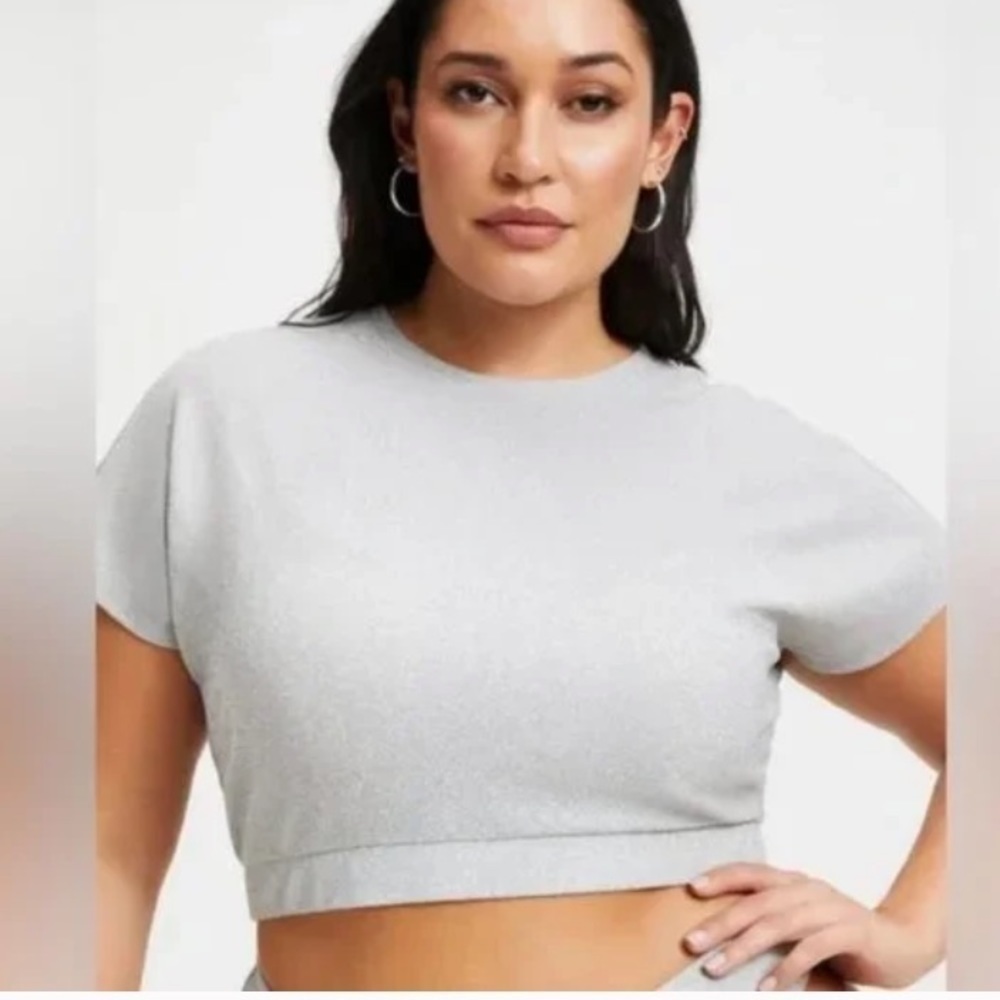 NWT Good American Silver Glitter Crop Top sz 0